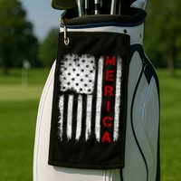 Merica Vintage USA Flag Stars And Stripes Funny 4th Of July Golf Towel