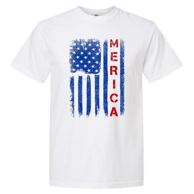 Merica Vintage USA Flag Stars And Stripes Funny 4th Of July Garment-Dyed Heavyweight T-Shirt