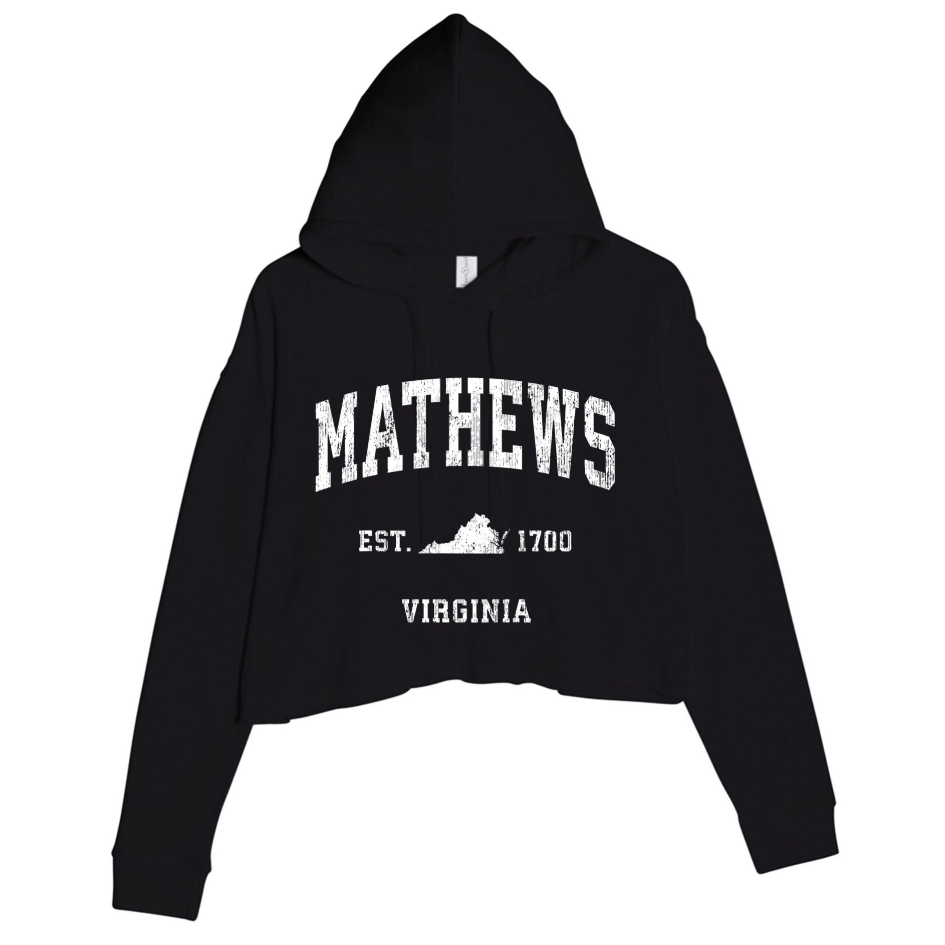 Mathews Virginia Va Vintage Athletic Crop Fleece Hoodie