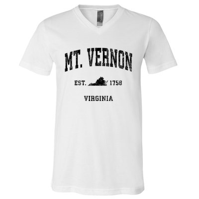 Mt. Vernon Virginia Va Vintage Established Athletic Sports Design V-Neck T-Shirt