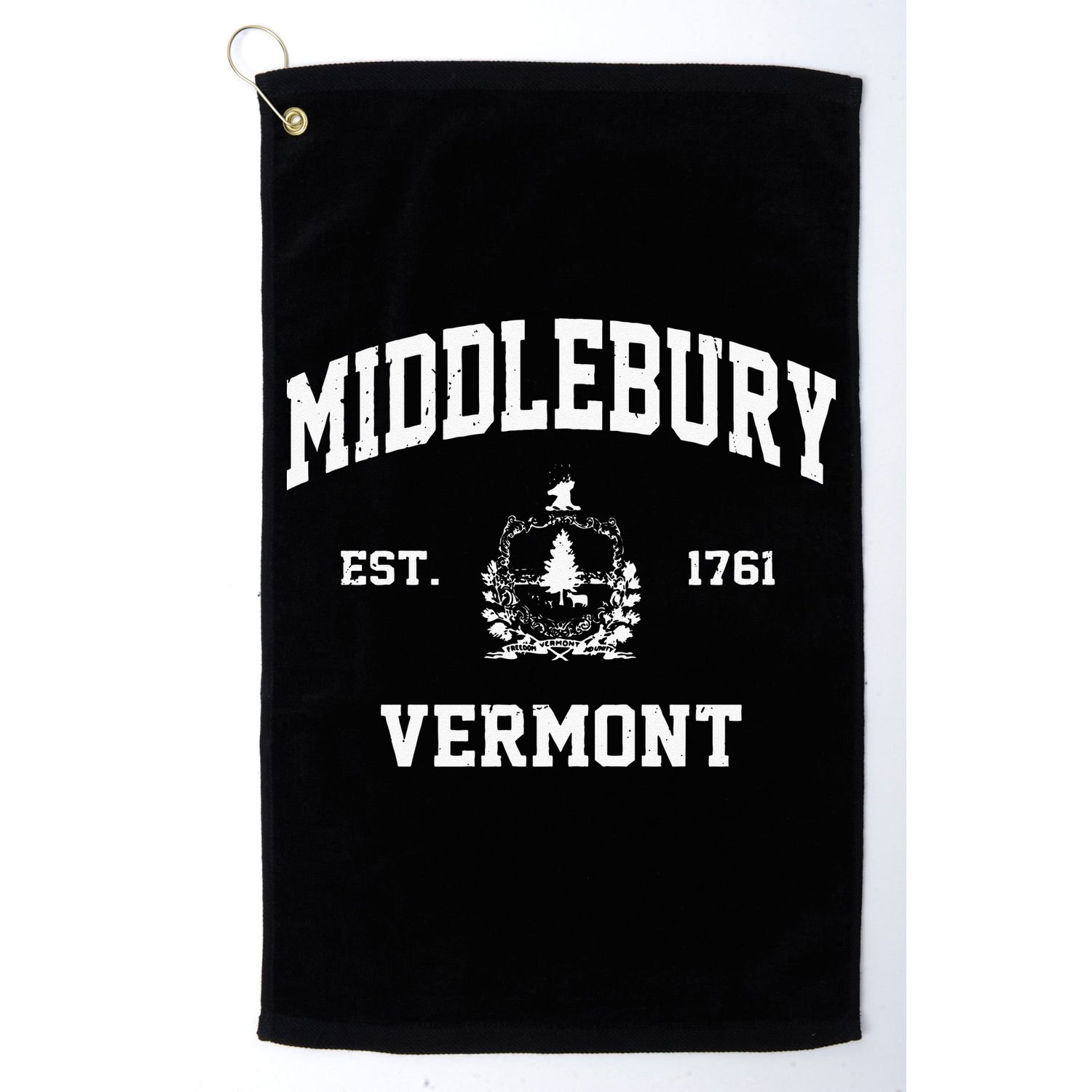 Middlebury Vermont VT Vintage State Athletic Style Golf Towel