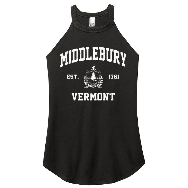 Middlebury Vermont VT Vintage State Athletic Style Women's Perfect Tri Rocker Tank