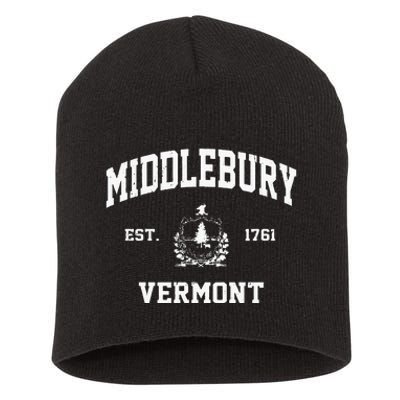 Middlebury Vermont VT Vintage State Athletic Style Short Acrylic Beanie