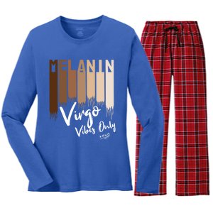 Melanin Virgo Vibes Only Zodiac Sign For Black Gift Women's Long Sleeve Flannel Pajama Set 