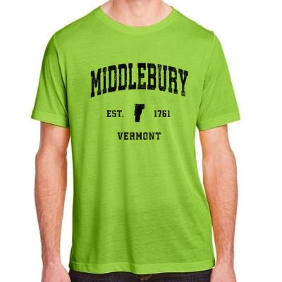 Middlebury Vermont Vt Vintage Athletic Black Sports Adult ChromaSoft Performance T-Shirt