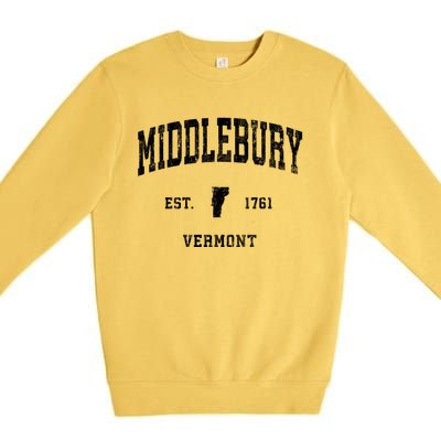 Middlebury Vermont Vt Vintage Athletic Black Sports Premium Crewneck Sweatshirt