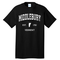 Middlebury Vermont Vt Vintage Athletic Black Sports Tall T-Shirt