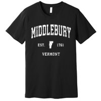 Middlebury Vermont Vt Vintage Athletic Black Sports Premium T-Shirt