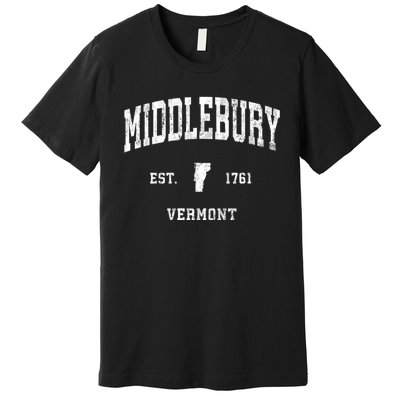 Middlebury Vermont Vt Vintage Athletic Black Sports Premium T-Shirt