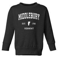 Middlebury Vermont Vt Vintage Athletic Black Sports Toddler Sweatshirt