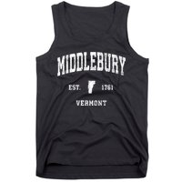 Middlebury Vermont Vt Vintage Athletic Black Sports Tank Top