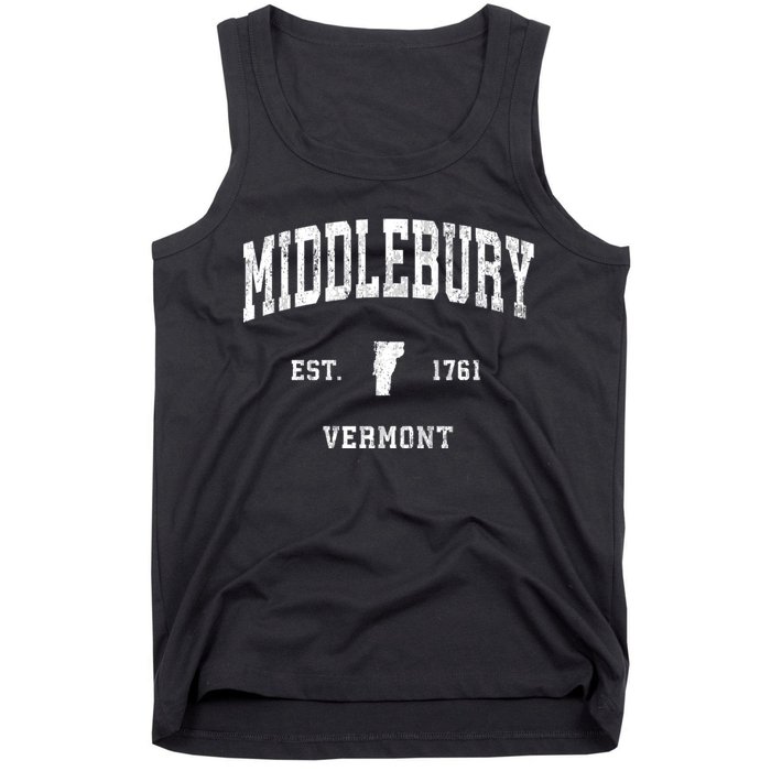 Middlebury Vermont Vt Vintage Athletic Black Sports Tank Top