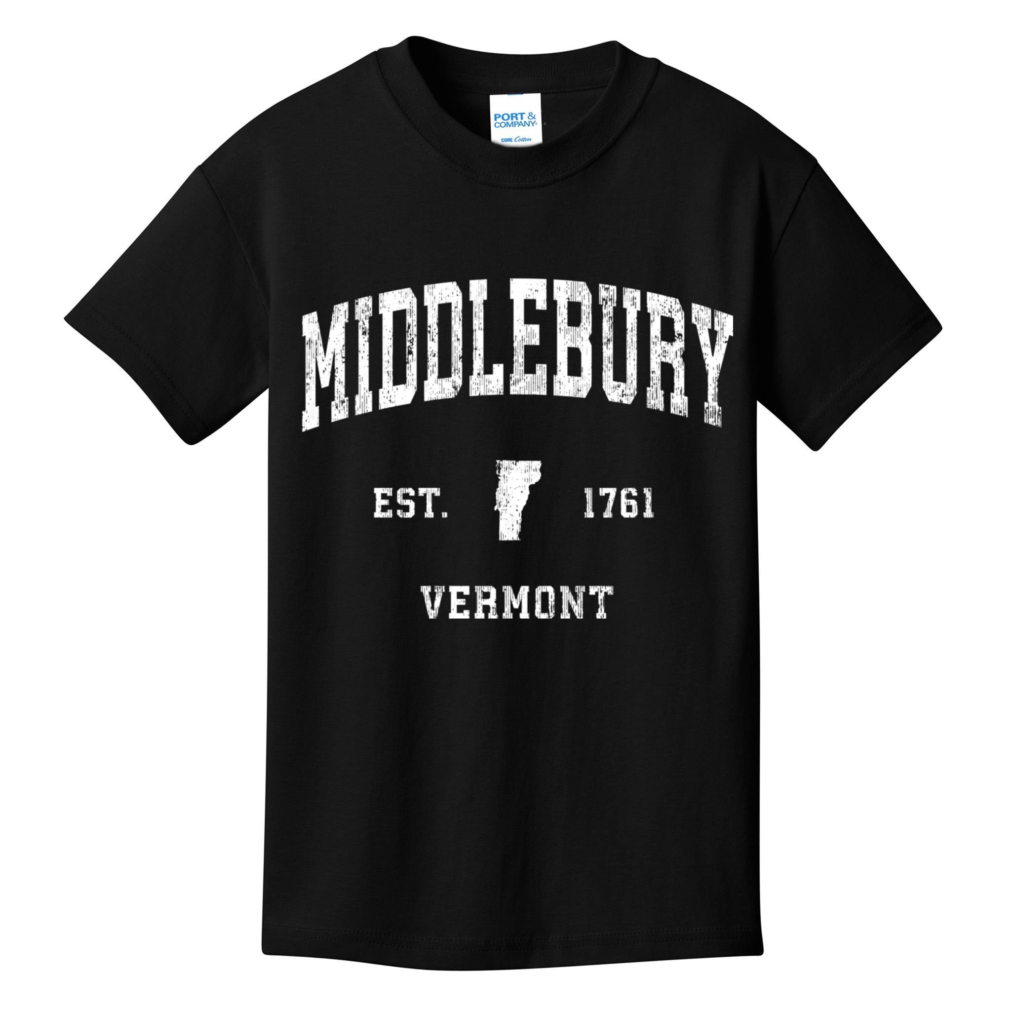 Middlebury Vermont Vt Vintage Athletic Black Sports Kids T-Shirt
