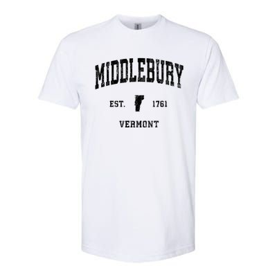 Middlebury Vermont Vt Vintage Athletic Black Sports Softstyle CVC T-Shirt