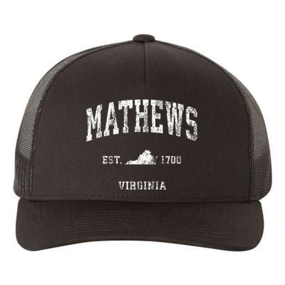 Mathews Virginia VA Vintage Athletic Sports Yupoong Adult 5-Panel Trucker Hat