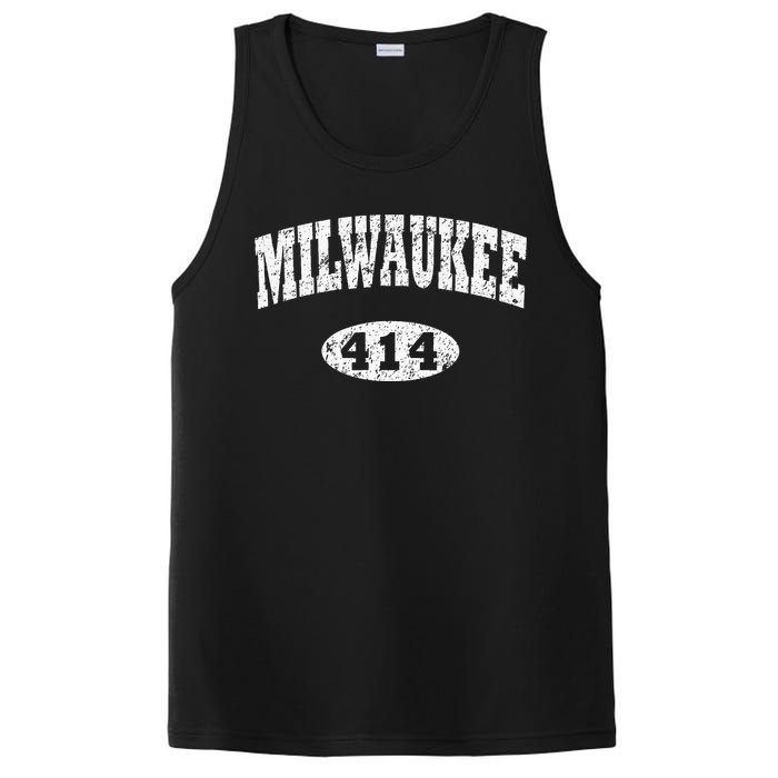 Milwaukee Vintage Wisconsin Area Code 414 PosiCharge Competitor Tank