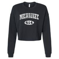 Milwaukee Vintage Wisconsin Area Code 414 Cropped Pullover Crew