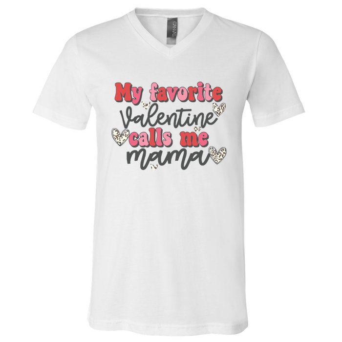 Mama Valentine Women Valentines Day Cute Valentine V-Neck T-Shirt