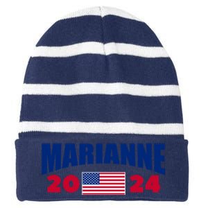 Marianne Williamson 2024 For President Election Striped Beanie with Solid Band