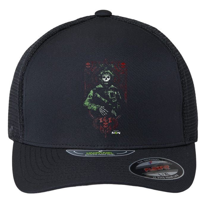 Modern Warfare 2 Ghost Playing Card Portrait Flexfit Unipanel Trucker Cap