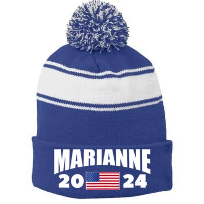 Marianne Williamson 2024 For President Election Stripe Pom Pom Beanie