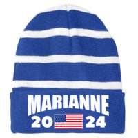 Marianne Williamson 2024 For President Election Striped Beanie with Solid Band