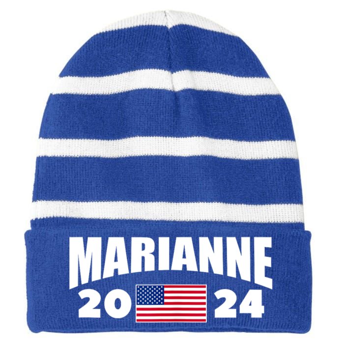 Marianne Williamson 2024 For President Election Striped Beanie with Solid Band