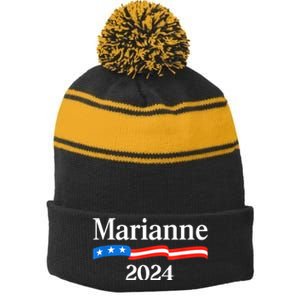 Marianne Williamson 2024 For President Election Stripe Pom Pom Beanie