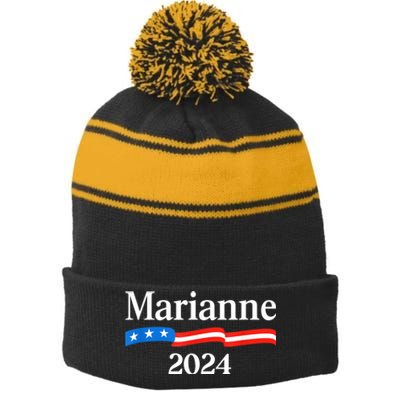 Marianne Williamson 2024 For President Election Stripe Pom Pom Beanie