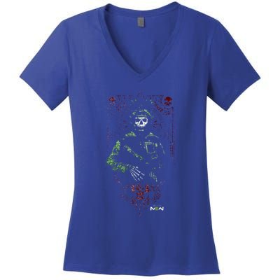 Modern Warfare 2 Ghost Playing Card Portrait Women's V-Neck T-Shirt