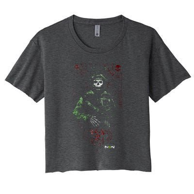 Modern Warfare 2 Ghost Playing Card Portrait Women's Crop Top Tee