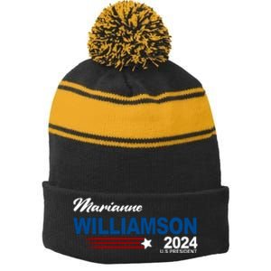 Marianne Williamson 2024 US President Election Stripe Pom Pom Beanie