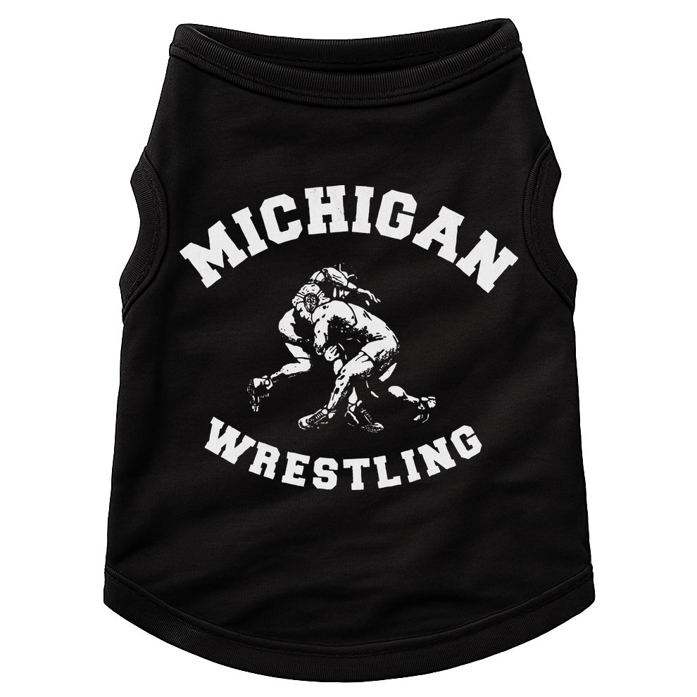 Michigan Wrestling 80s Distressed Retro Freestyle Wrestlers Doggie Tank