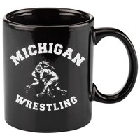 Michigan Wrestling 80s Distressed Retro Freestyle Wrestlers 11oz C Handle Ceramic Mug