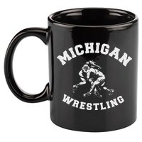 Michigan Wrestling 80s Distressed Retro Freestyle Wrestlers 11oz C Handle Ceramic Mug
