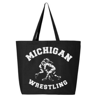 Michigan Wrestling 80s Distressed Retro Freestyle Wrestlers 25L Jumbo Tote