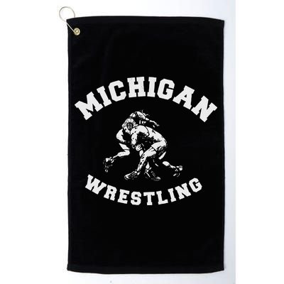 Michigan Wrestling 80s Distressed Retro Freestyle Wrestlers Golf Towel
