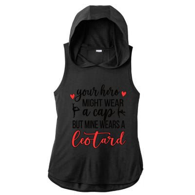 Mine Wears A Leotard Gymnastics Mama Gymnastics Mom Gift Ladies PosiCharge Tri-Blend Wicking Draft Hoodie Tank