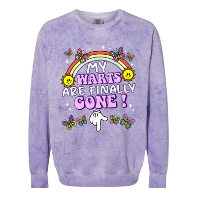 My Warts Are Finally Gone Funny Embarrassing Adult Humor Colorblast Crewneck Sweatshirt