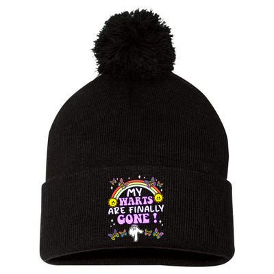 My Warts Are Finally Gone Funny Embarrassing Adult Humor Pom Pom 12in Knit Beanie