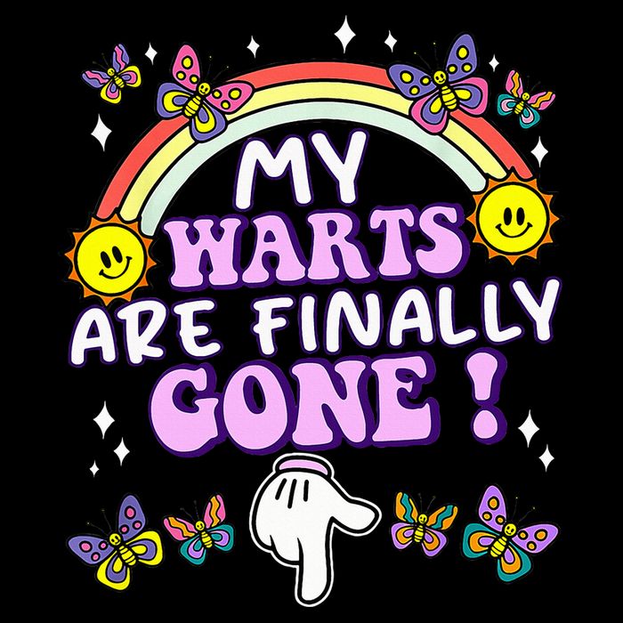 My Warts Are Finally Gone Funny Embarrassing Adult Humor Cropped Pullover Crew