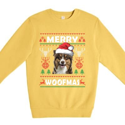 Merry Woofmas Australian Shepherd Christmas Dog Lover Gift Meaningful Gift Premium Crewneck Sweatshirt