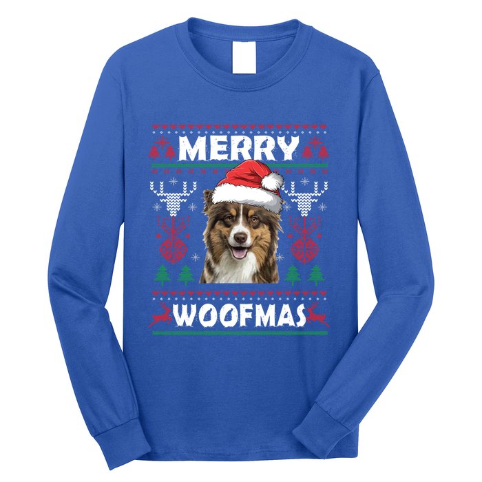 Merry Woofmas Australian Shepherd Christmas Dog Lover Gift Meaningful Gift Long Sleeve Shirt