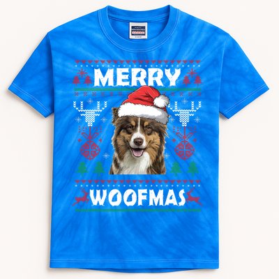 Merry Woofmas Australian Shepherd Christmas Dog Lover Gift Meaningful Gift Kids Tie-Dye T-Shirt