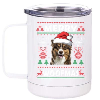 Merry Woofmas Australian Shepherd Christmas Dog Lover Gift Meaningful Gift 12 oz Stainless Steel Tumbler Cup