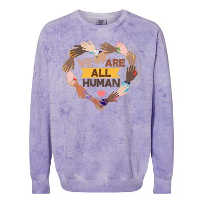 Multicultural We Are All Human Colorblast Crewneck Sweatshirt