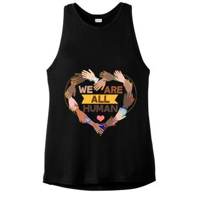 Multicultural We Are All Human Ladies PosiCharge Tri-Blend Wicking Tank