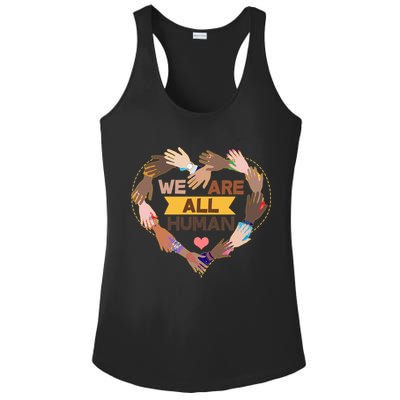 Multicultural We Are All Human Ladies PosiCharge Competitor Racerback Tank