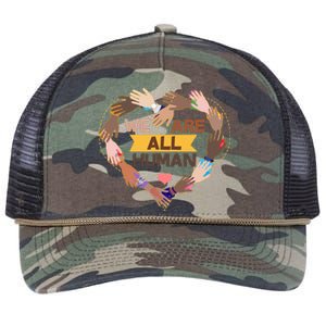 Multicultural We Are All Human Retro Rope Trucker Hat Cap