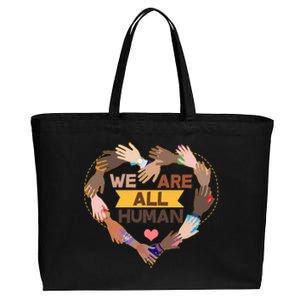 Multicultural We Are All Human Cotton Canvas Jumbo Tote